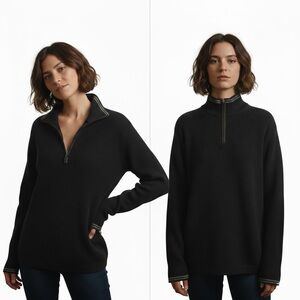 Unisex Y2K Gap 2002 Heavyweight Ribbed Cotton Sweater Cadet Collar with Zipper L